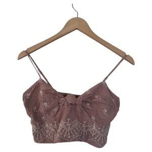A.E boho festival embroidery crop top textured fabric  small size